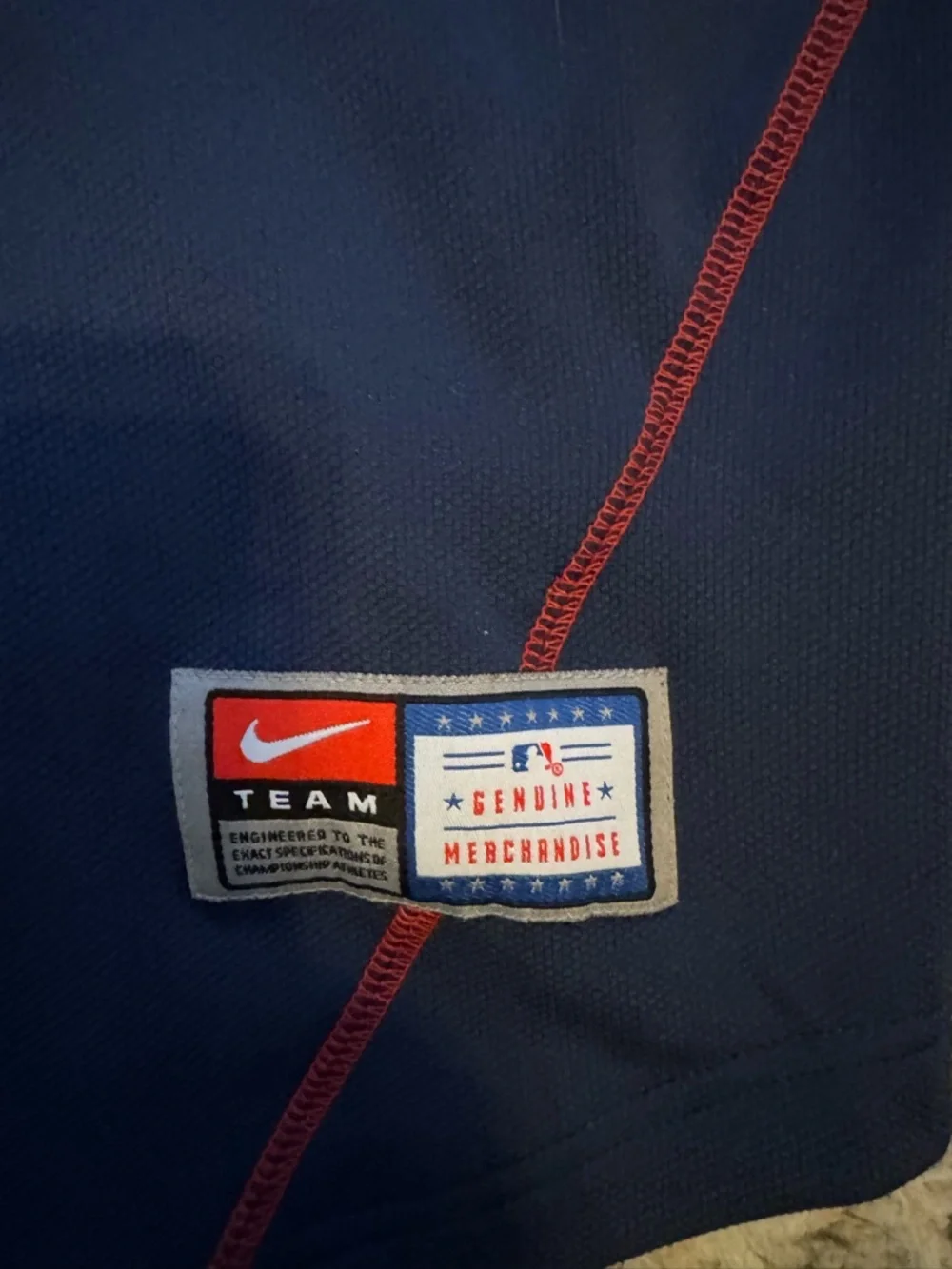 Cleveland Nike Navy and Red MLB Team Jersey Patch Detail - Picture 2 of 8